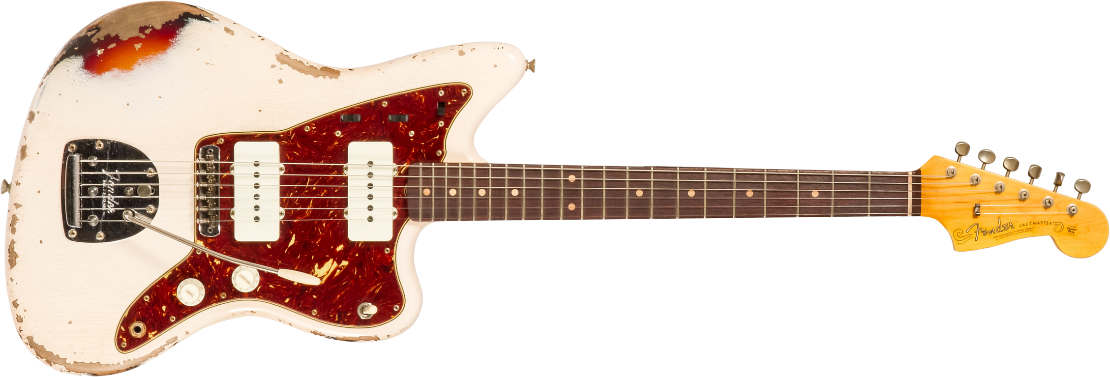 Fender Custom Shop Jazzmaster 1962 2s Trem Rw #r133709 - Heavy Relic Shell Pink O. 3-color Sunburst - Guitare Électrique RÉtro Rock - Main picture