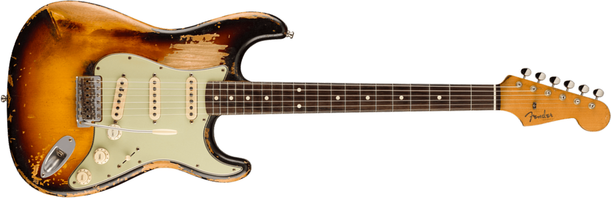 Fender Custom Shop John Frusciante Masterbuilt P.waller 3s Trem Rw - Heavy Relic 3-color Sunburst - Guitare Électrique Signature - Main picture