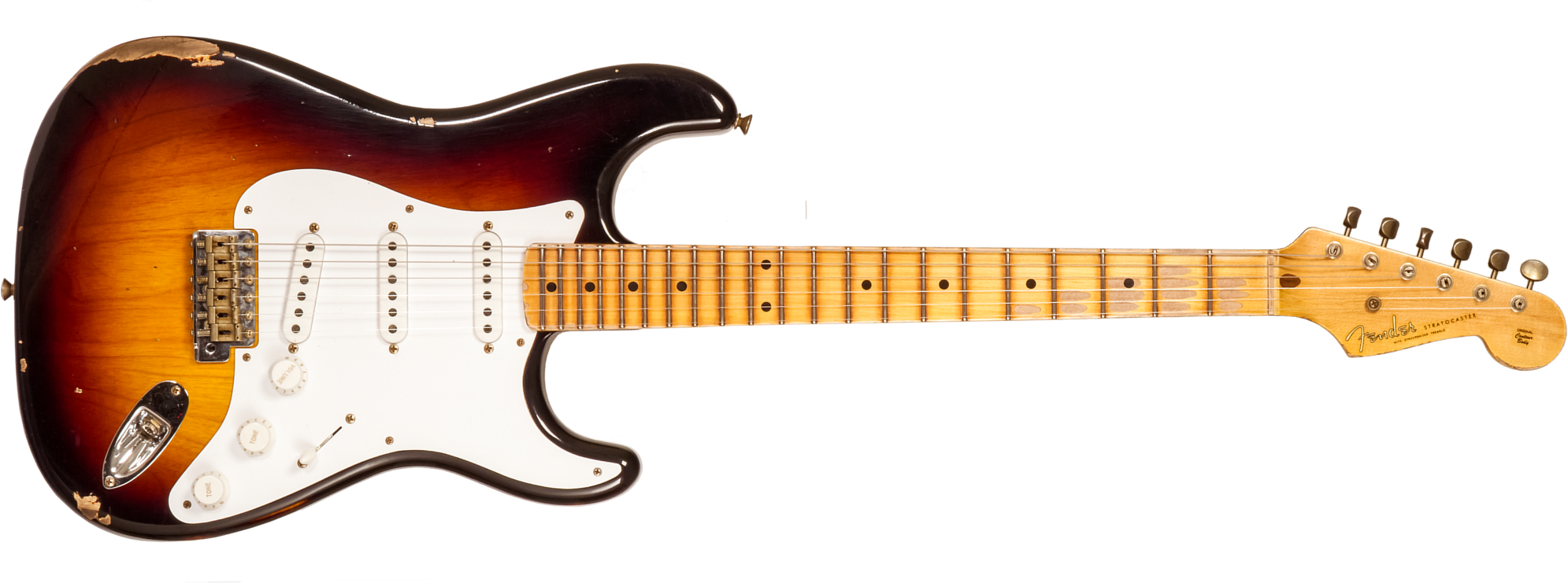 Fender Custom Shop Strat 1954 70th Anniv. 3s Trem Mn #xn4856 - Relic 2-color Sunburst - Guitare Électrique Forme Str - Main picture