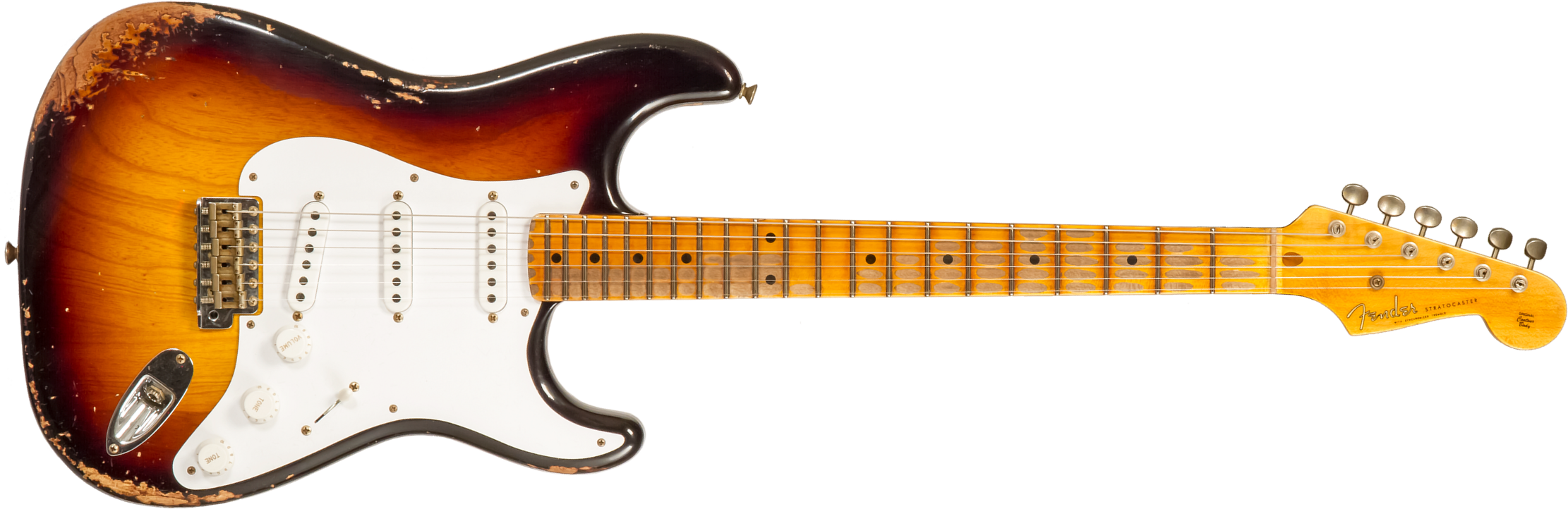 Fender Custom Shop Strat 1954 70th Anniv. 3s Trem Mn #xn4887 - Heavy Relic 2-color Sunburst - Guitare Électrique Forme Str - Main picture