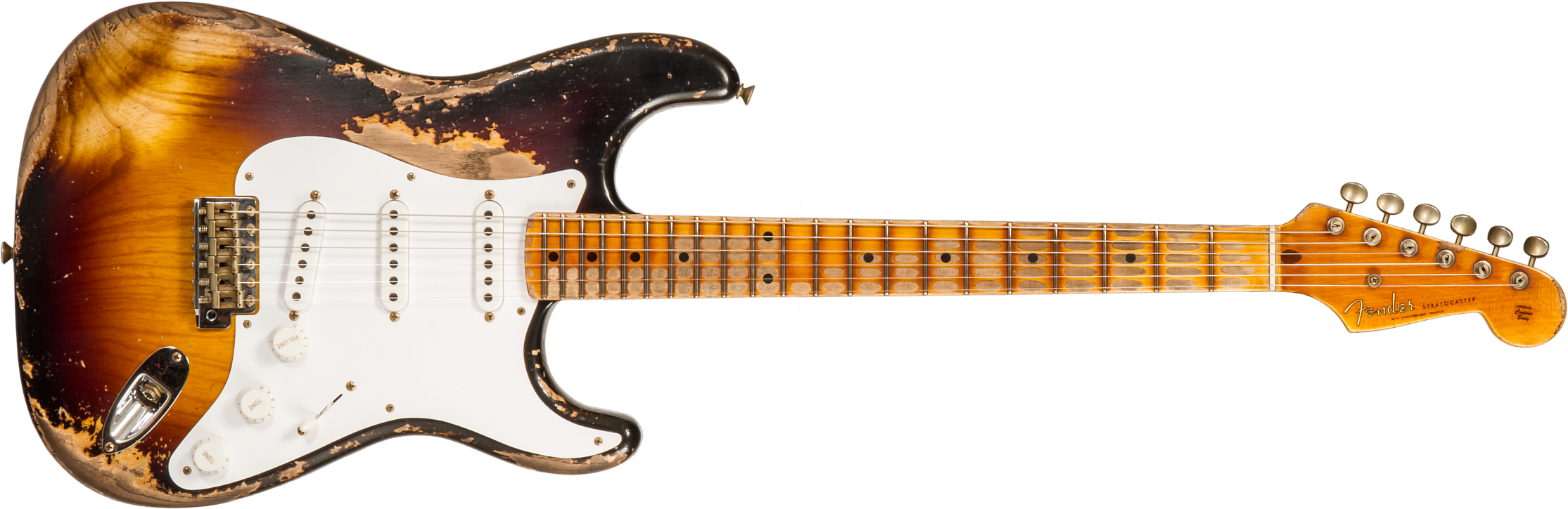 Fender Custom Shop Strat 1954 70th Anniv. 3s Trem Mn #xn4889 - Super Heavy Relic 2-color Sunburst - Guitare Électrique Forme Str - Main picture