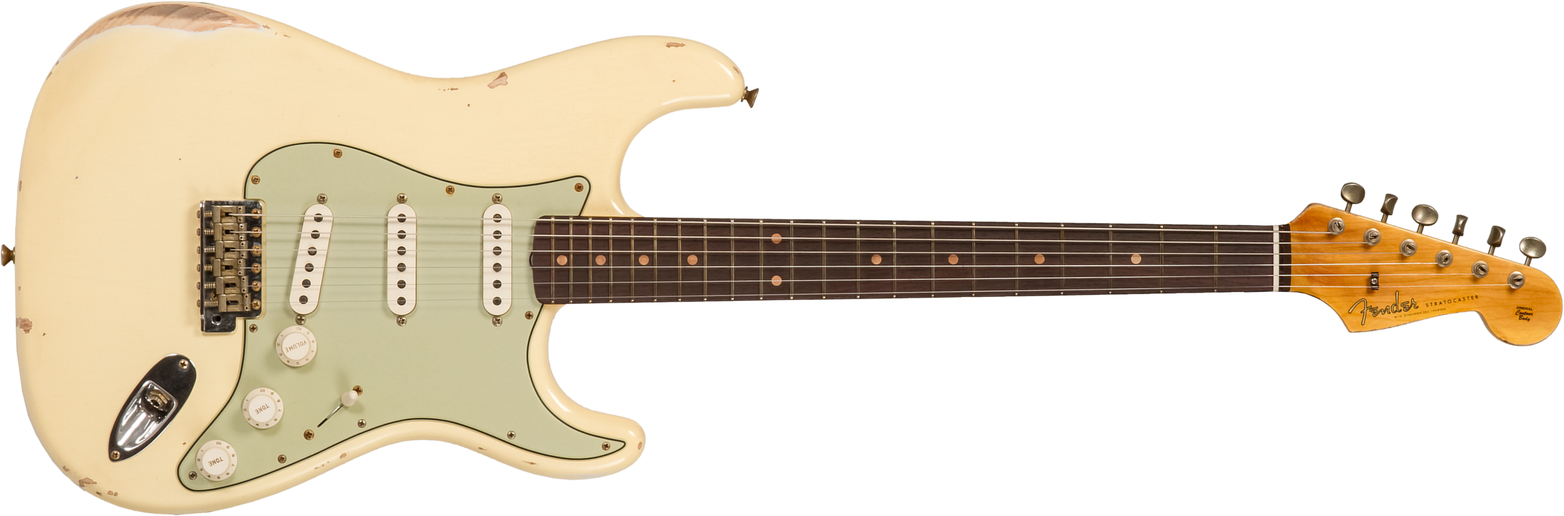 Fender Custom Shop Strat 1959 3s Trem Rw #r133842 - Relic Antique Vintage White - Guitare Électrique Forme Str - Main picture