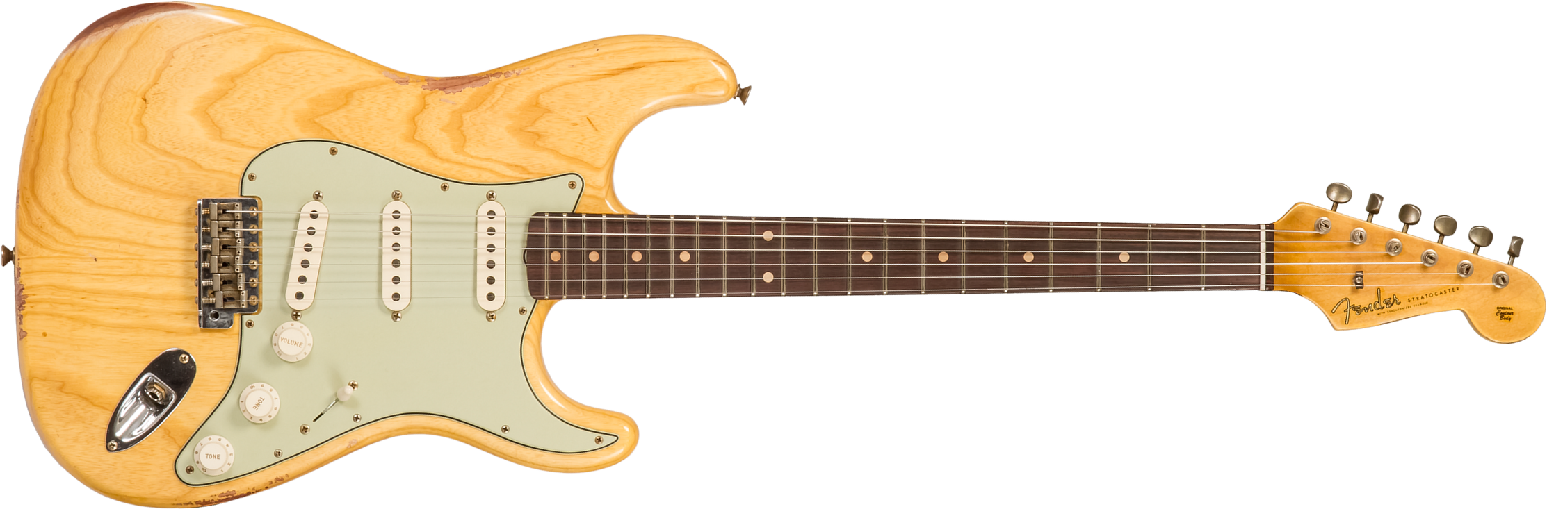 Fender Custom Shop Strat 1959 3s Trem Rw #r133843 - Relic Antique Natural - Guitare Électrique Forme Str - Main picture