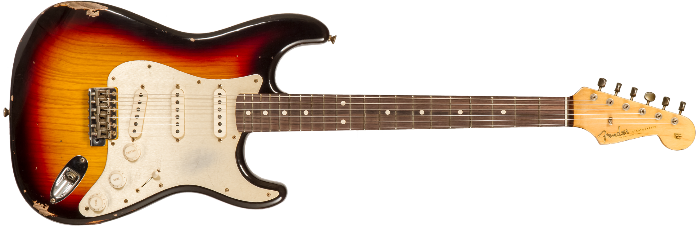 Fender Custom Shop Strat 1959 3s Trem Rw #r134762 - Relic Chocolate 3-color Sunburst - Guitare Électrique Forme Str - Main picture