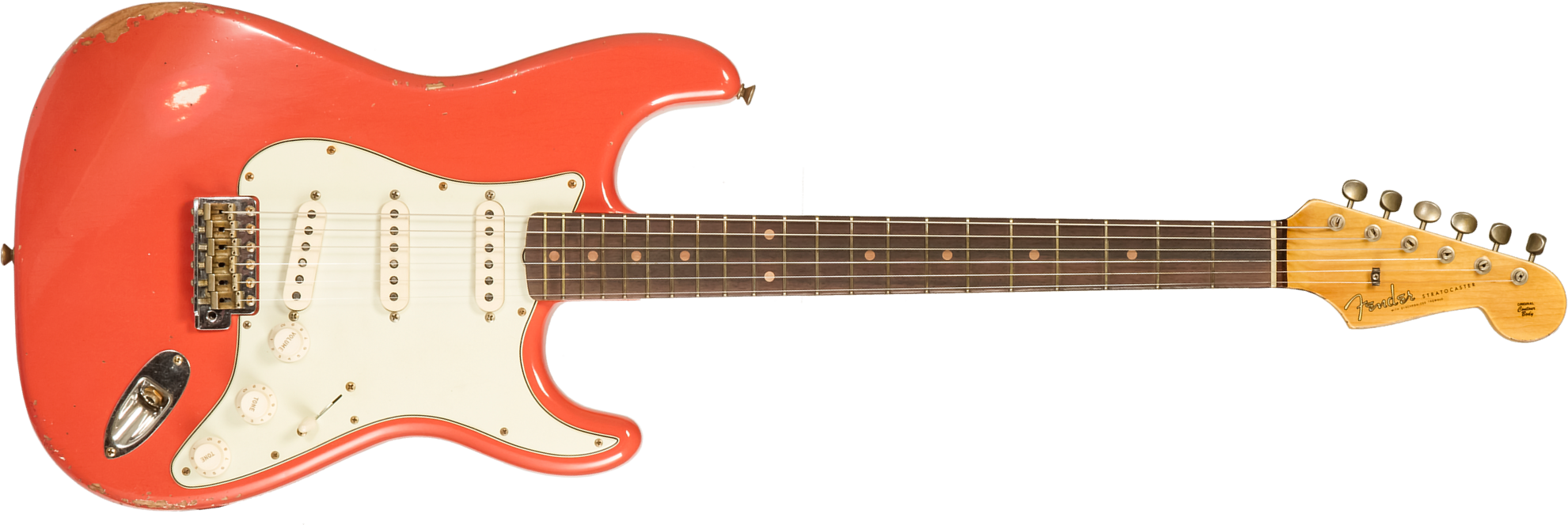 Fender Custom Shop Strat 1959 3s Trem Rw #r138362 - Relic Tahitian Coral - Guitare Électrique Forme Str - Main picture