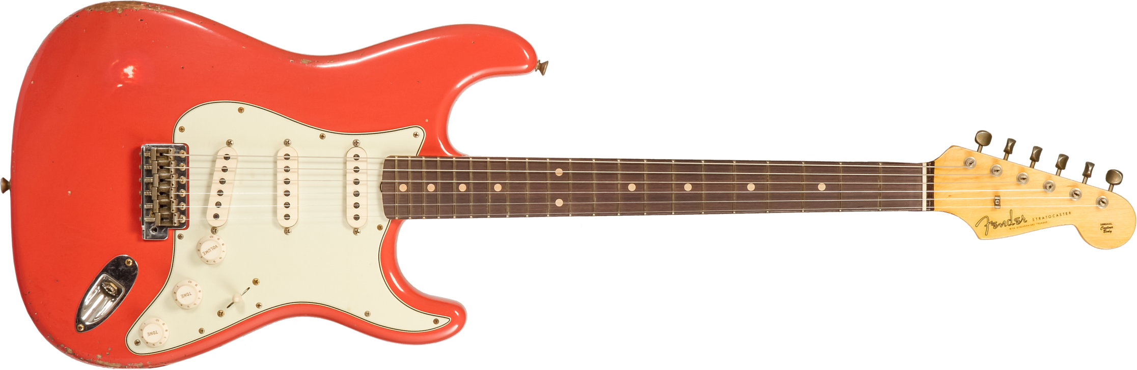 Fender Custom Shop Strat 1959 Trem Rw #r133789 - Relic Tahitian Coral - Guitare Électrique Forme Str - Main picture