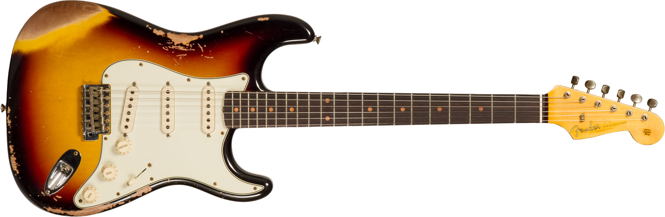 Fender Custom Shop Strat 1960 3s Trem Rw #cz578789 - Heavy Relic 3-color Sunburst - Guitare Électrique Forme Str - Main picture