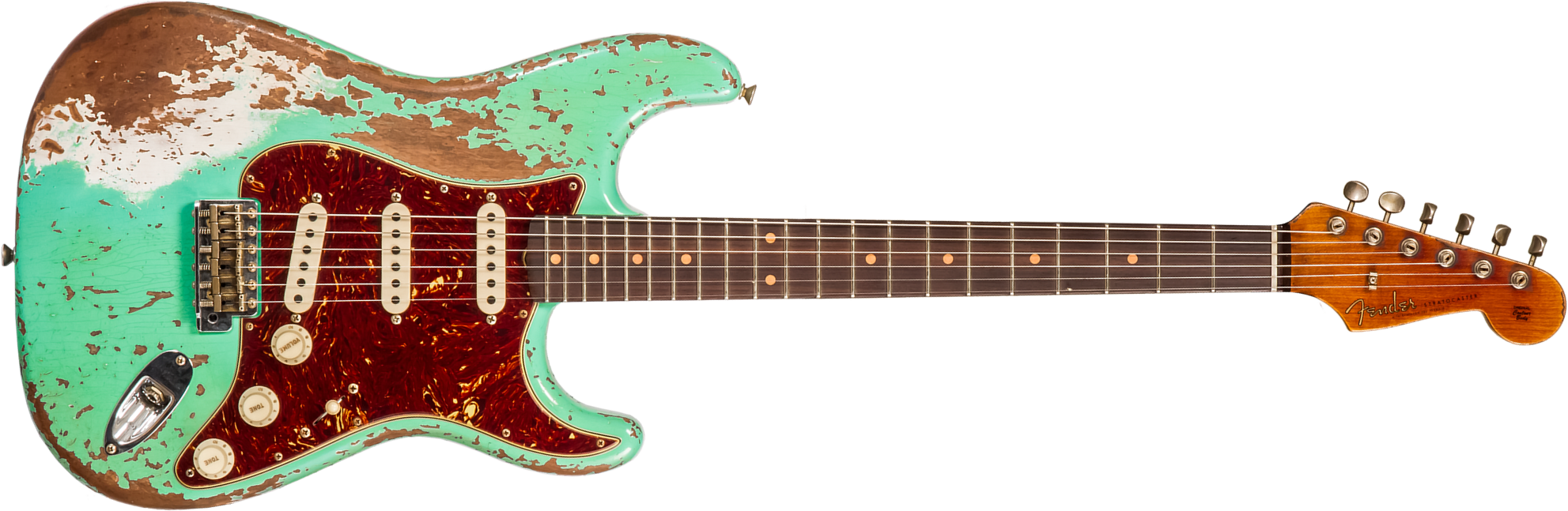 Fender Custom Shop Strat 1960 3s Trem Rw #cz579718 - Super Heavy Relic Sea Foam Green - Guitare Électrique Forme Str - Main picture