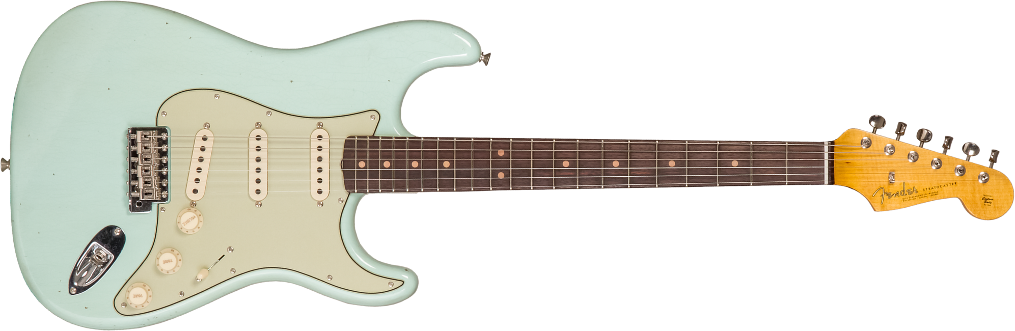 Fender Custom Shop Strat 1964 3s Trem Rw #cz579859 - Journey Man Relic Aged Surf Green - Guitare Électrique Forme Str - Main picture