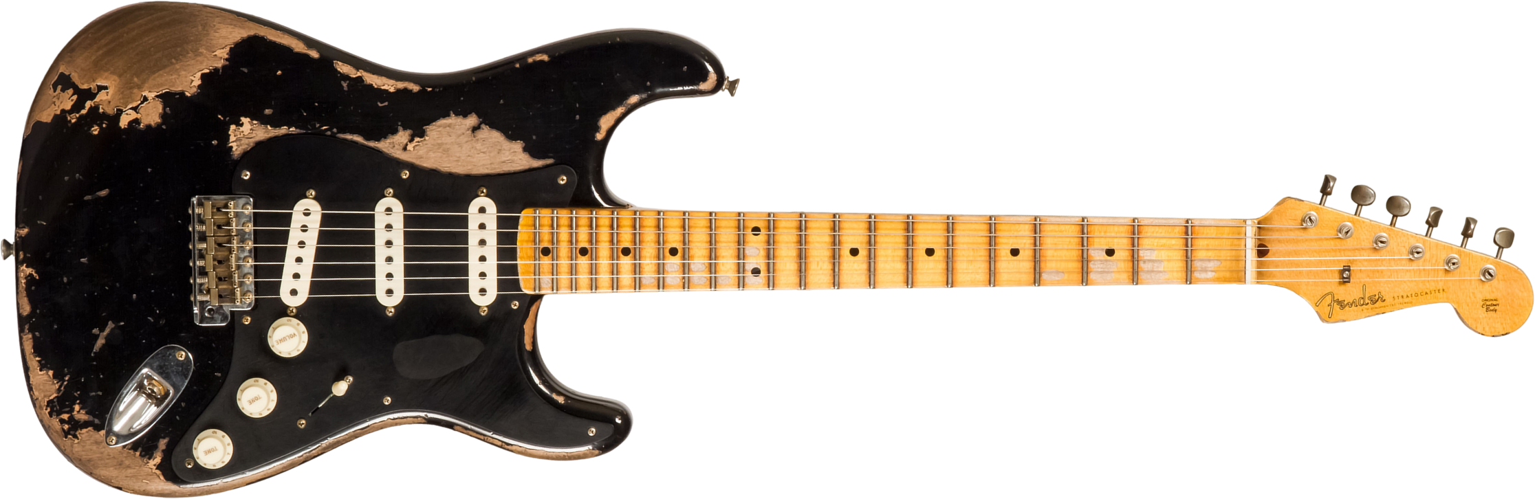 Fender Custom Shop Strat Poblano 3s Trem Mn #cz579424 - Super Heavy Relic Black - Guitare Électrique Forme Str - Main picture