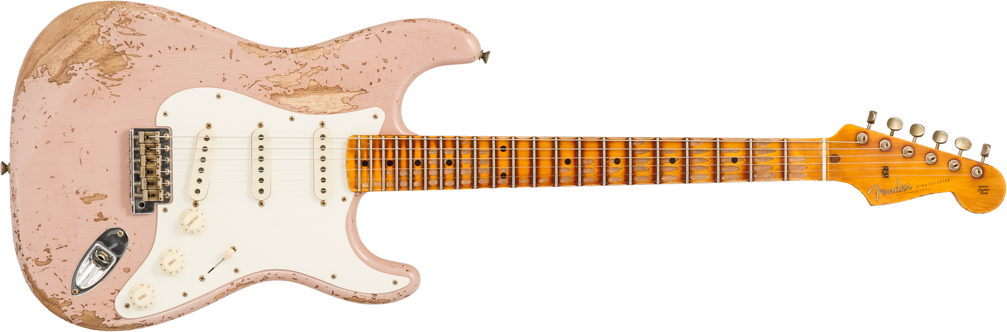 Fender Custom Shop Strat Red Hot 3s Trem Mn #cz579150 - Super Heavy Relic Dirty Shell Pink - Guitare Électrique Forme Str - Main picture