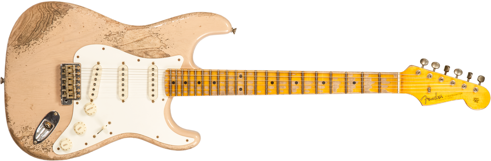 Fender Custom Shop Strat Red Hot 3s Trem Mn #cz579453 - Super Heavy Relic White Blonde - Guitare Électrique Forme Str - Main picture