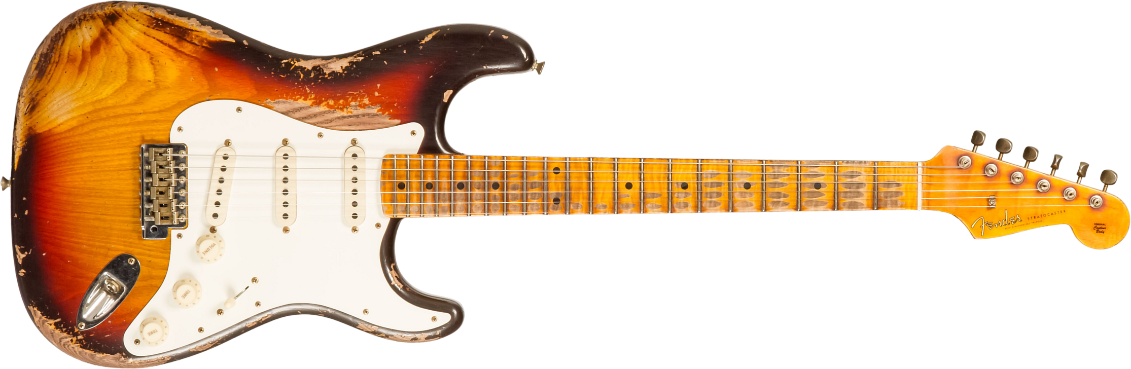 Fender Custom Shop Strat Red Hot 3s Trem Mn #cz580088 - Super Heavy Relic 3-color Sunburst - Guitare Électrique Forme Str - Main picture