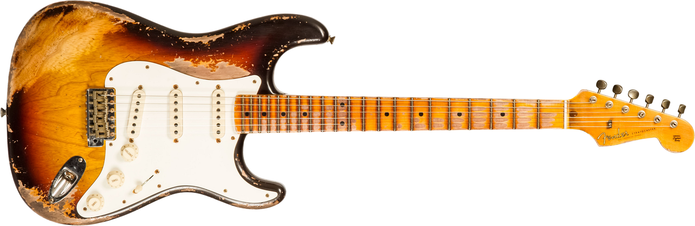 Fender Custom Shop Strat Red Hot 3s Trem Mn #cz580650 - Super Heavy Relic Chocolate 3-color Sunburst - Guitare Électrique Forme Str - Main picture