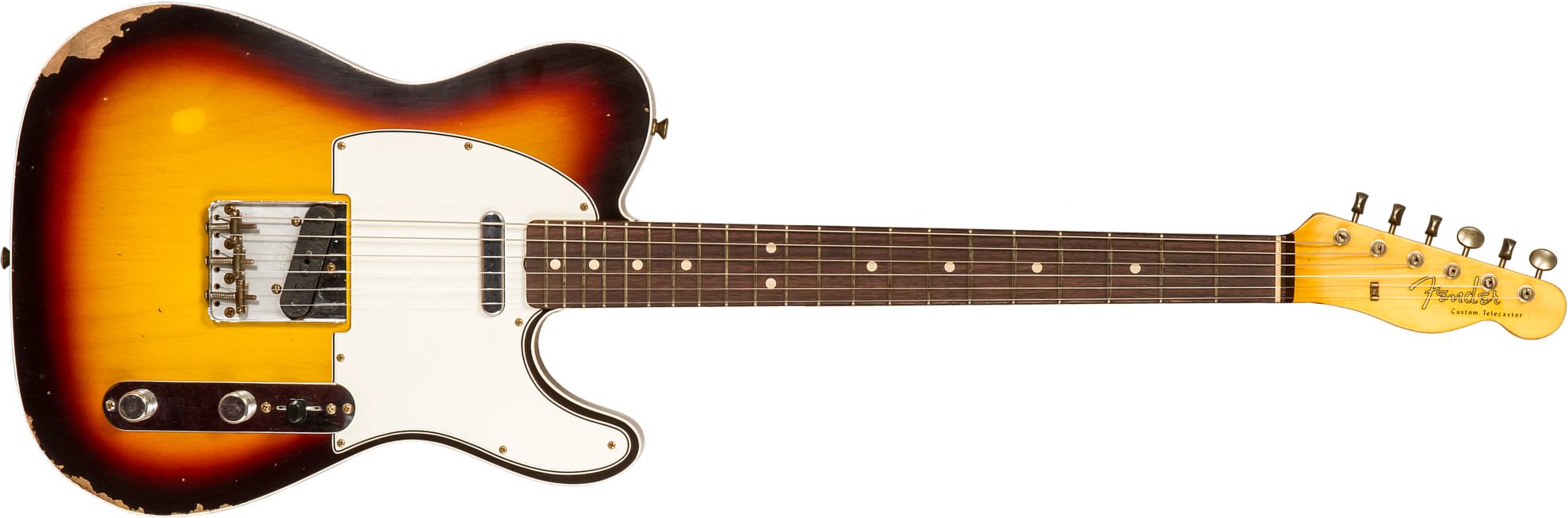 Fender Custom Shop Tele Custom 1960 2s Ht Rw #r136254 - Relic Chocolate 3-color Sunburst - Guitare Électrique Forme Tel - Main picture