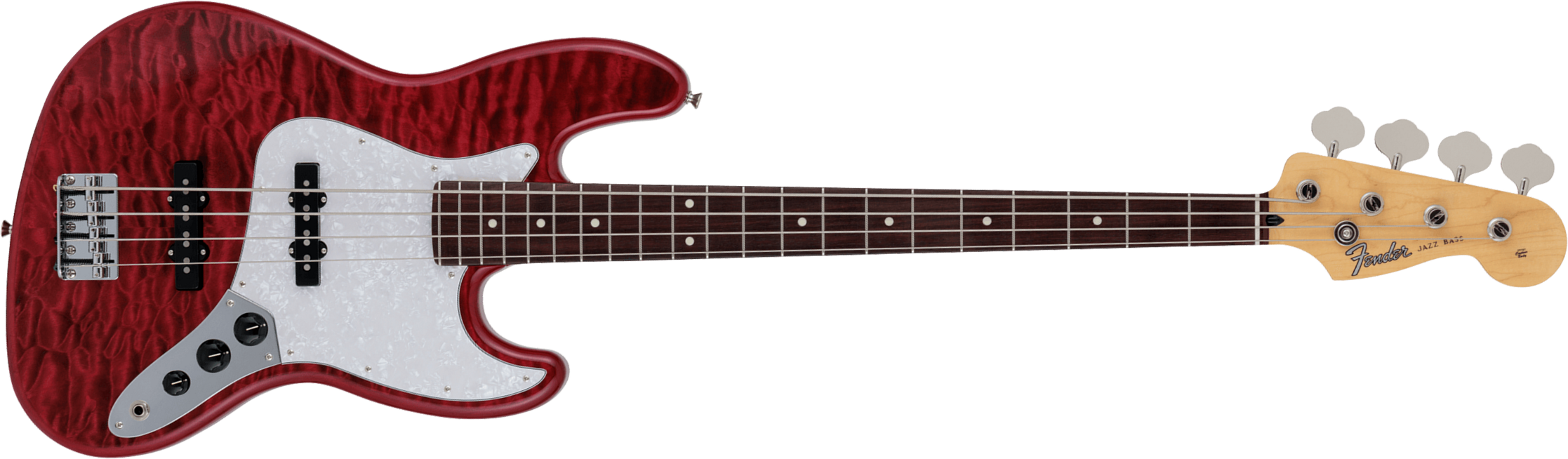 Fender Jazz Bass Hybrid Ii Mij Jap Rw - Quilt Red Beryl - Basse Électrique Solid Body - Main picture