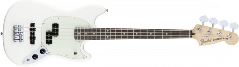 Fender Mustang Bass Pj Mex Pf - Olympic White - Basse Électrique Enfants - Main picture