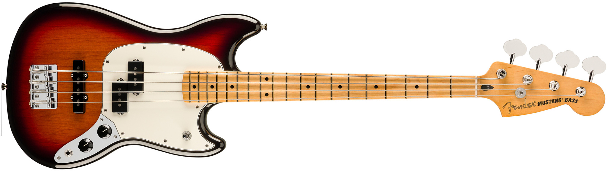 Fender Mustang Bass Pj Player Ii Mex Mn - 3-color Sunburst - Basse Électrique Solid Body - Main picture