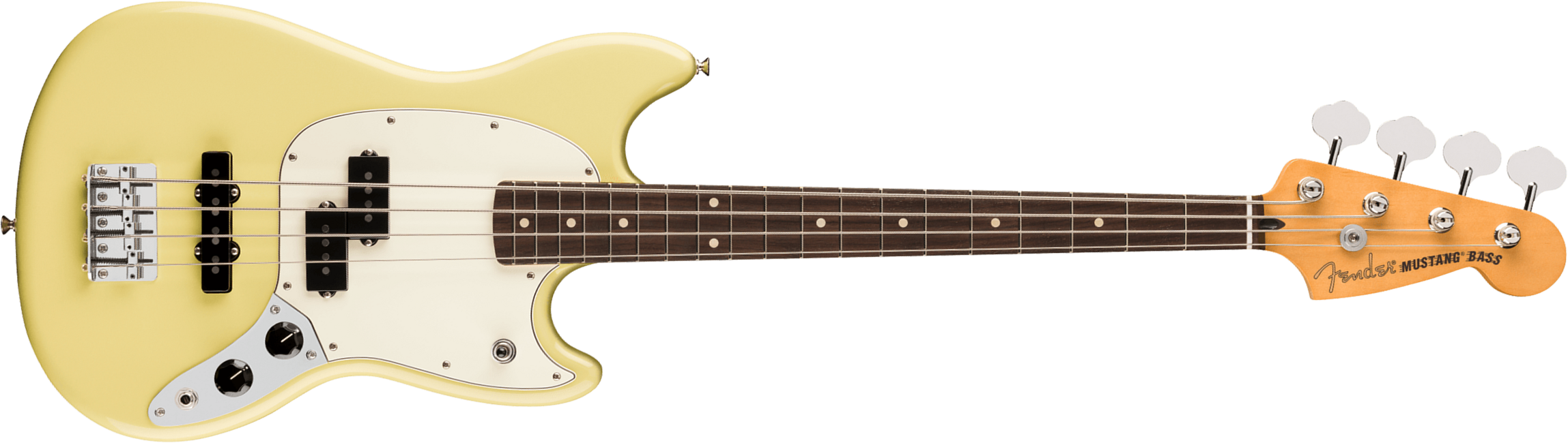 Fender Mustang Bass Pj Player Ii Mex Ss Rw - Hialeah Yellow - Basse Électrique Solid Body - Main picture