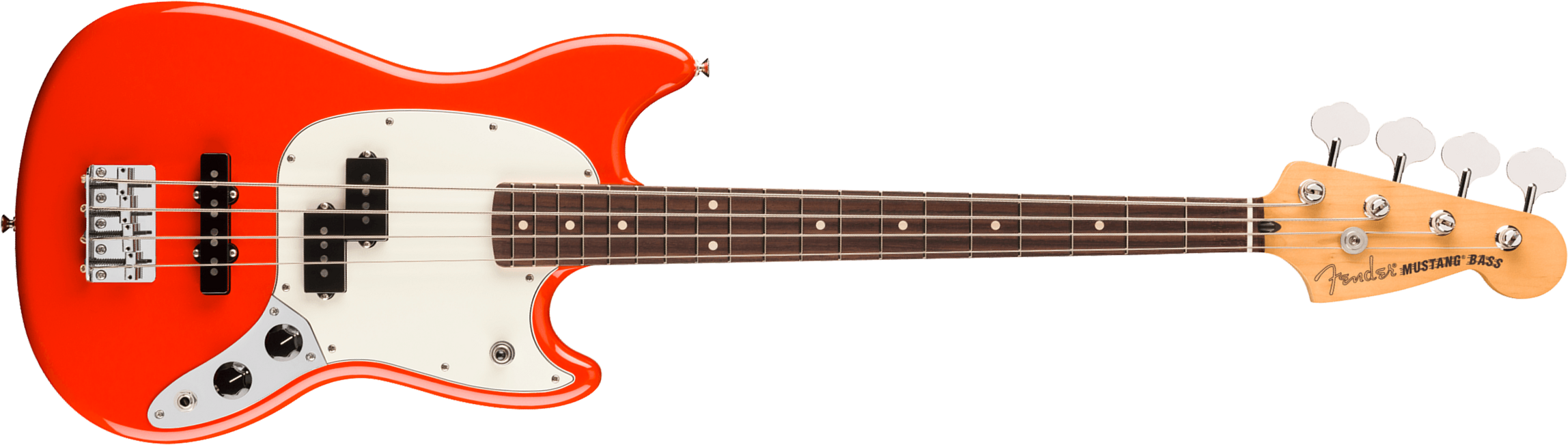 Fender Mustang Bass Pj Player Ii Mex Ss Rw - Coral Red - Basse Électrique Solid Body - Main picture