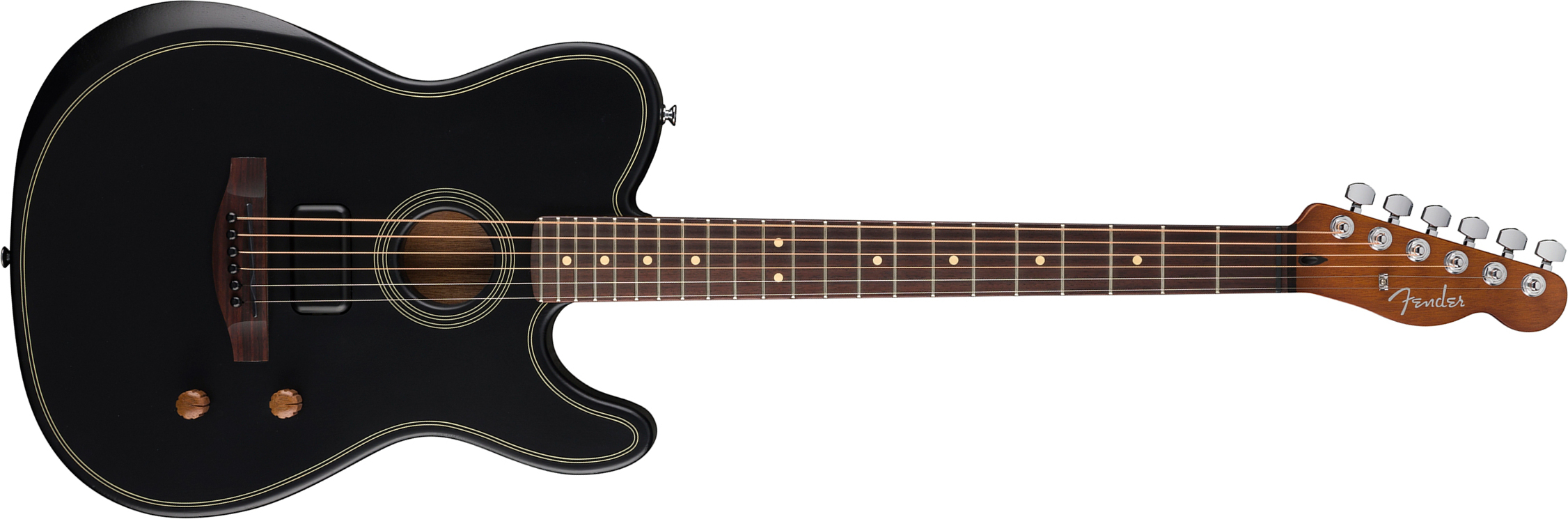 Fender Tele Acoustasonic Standard Epicea Nyatoh Rw - Black - Guitare Folk - Main picture