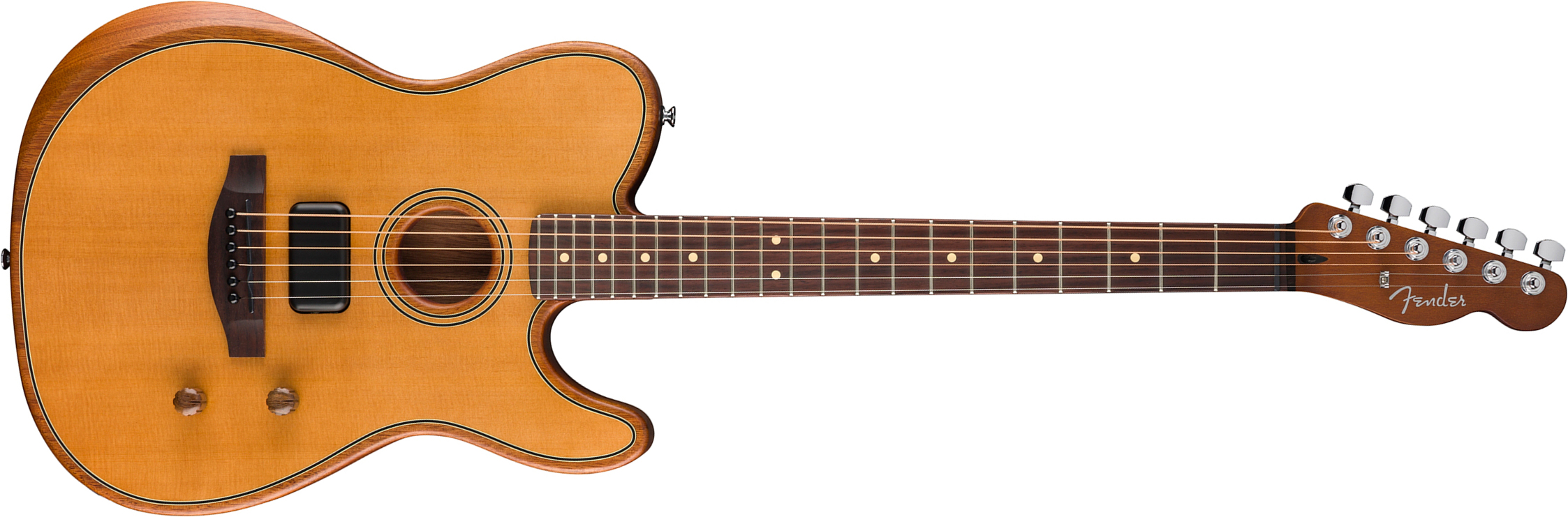 Fender Tele Acoustasonic Standard Ind Epicea Nyatoh Rw - Aged Natural - Guitare Folk - Main picture