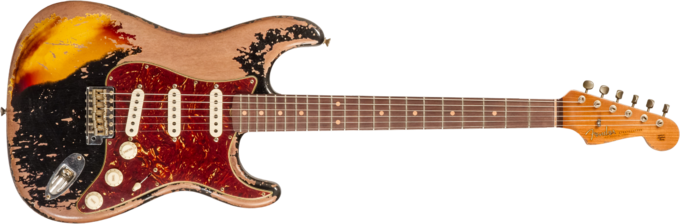 Fender Custom Shop 1961 Stratocaster #CZ580688 - Super heavy relic black o. 3-color sunburst