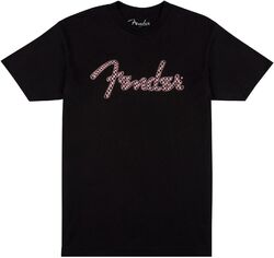 T-shirt Fender T-shirt à carreaux ondulés avec logo spaghetti, carreaux roses - XXL