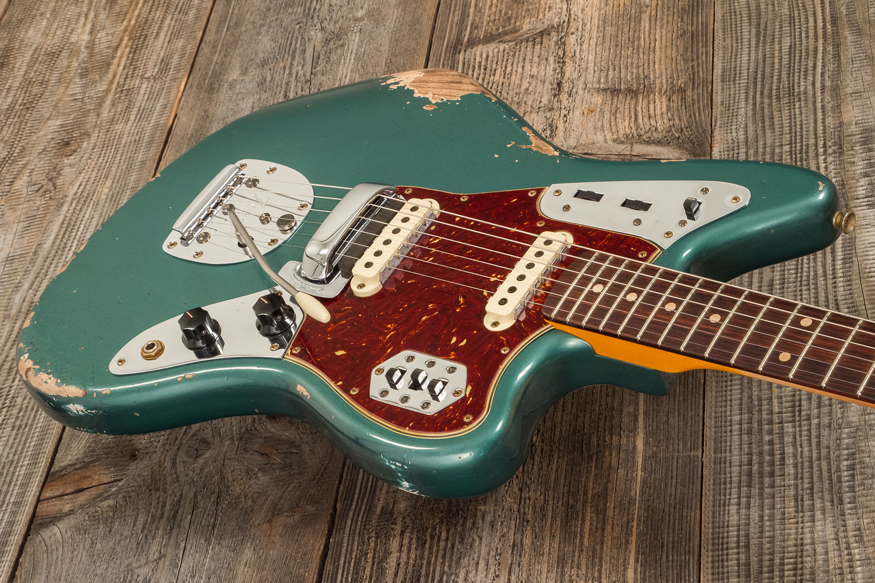 Fender Custom Shop Jaguar 1962 Rw 2s Trem Rw #r138212 - Heavy Relic Sherwood Green Metallic - Guitare Électrique Single Cut - Variation 2