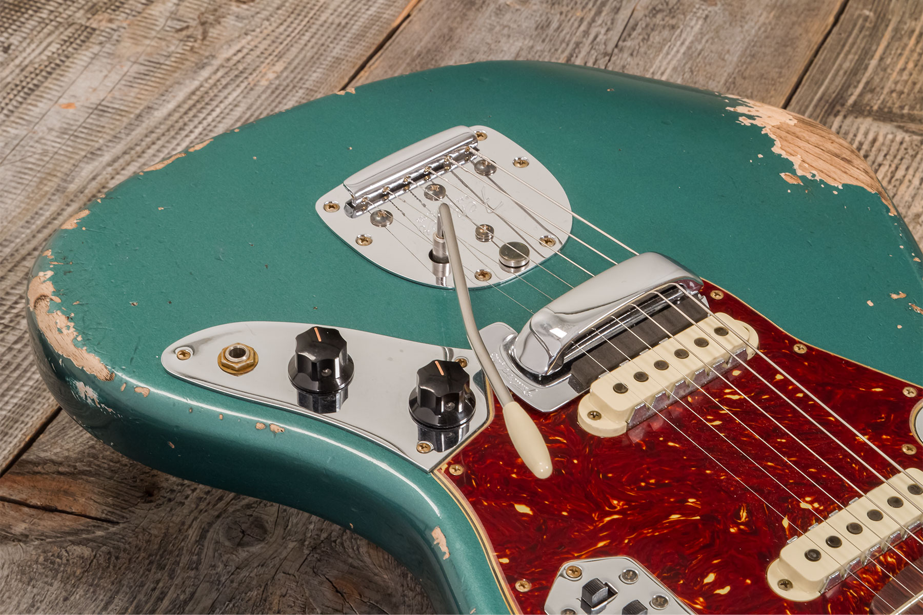 Fender Custom Shop Jaguar 1962 Rw 2s Trem Rw #r138212 - Heavy Relic Sherwood Green Metallic - Guitare Électrique Single Cut - Variation 3