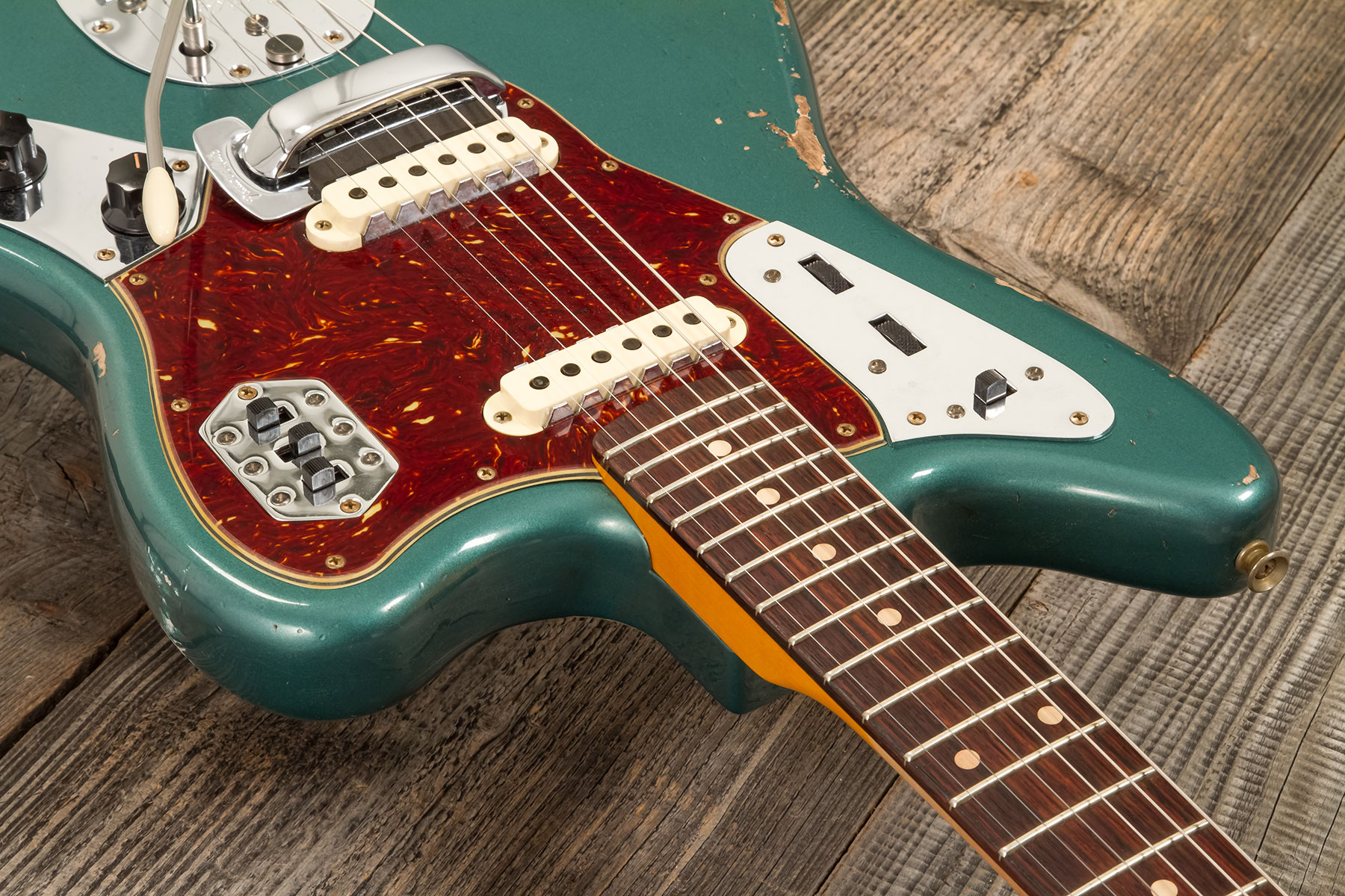 Fender Custom Shop Jaguar 1962 Rw 2s Trem Rw #r138212 - Heavy Relic Sherwood Green Metallic - Guitare Électrique Single Cut - Variation 4