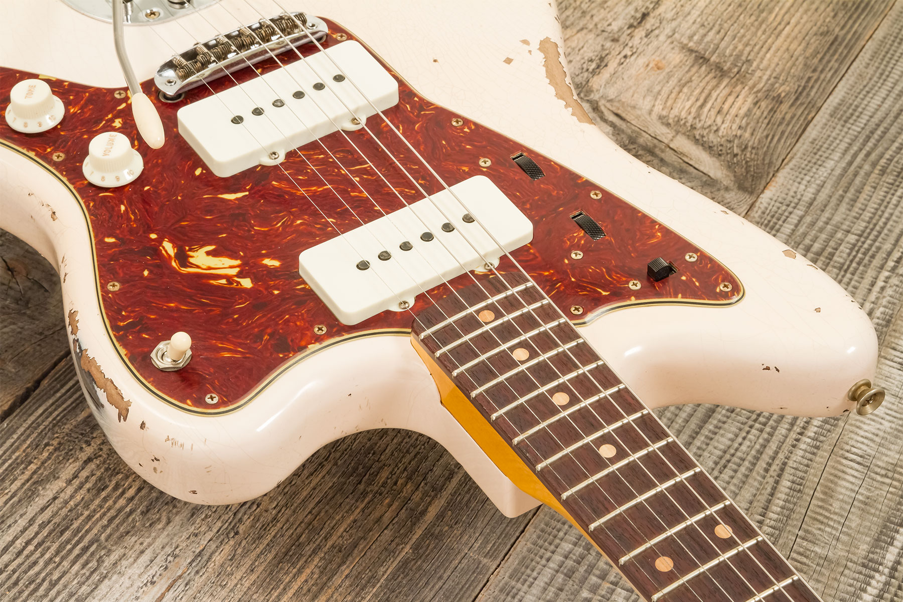 Fender Custom Shop Jazzmaster 1962 2s Trem Rw #r133709 - Heavy Relic Shell Pink O. 3-color Sunburst - Guitare Électrique RÉtro Rock - Variation 5