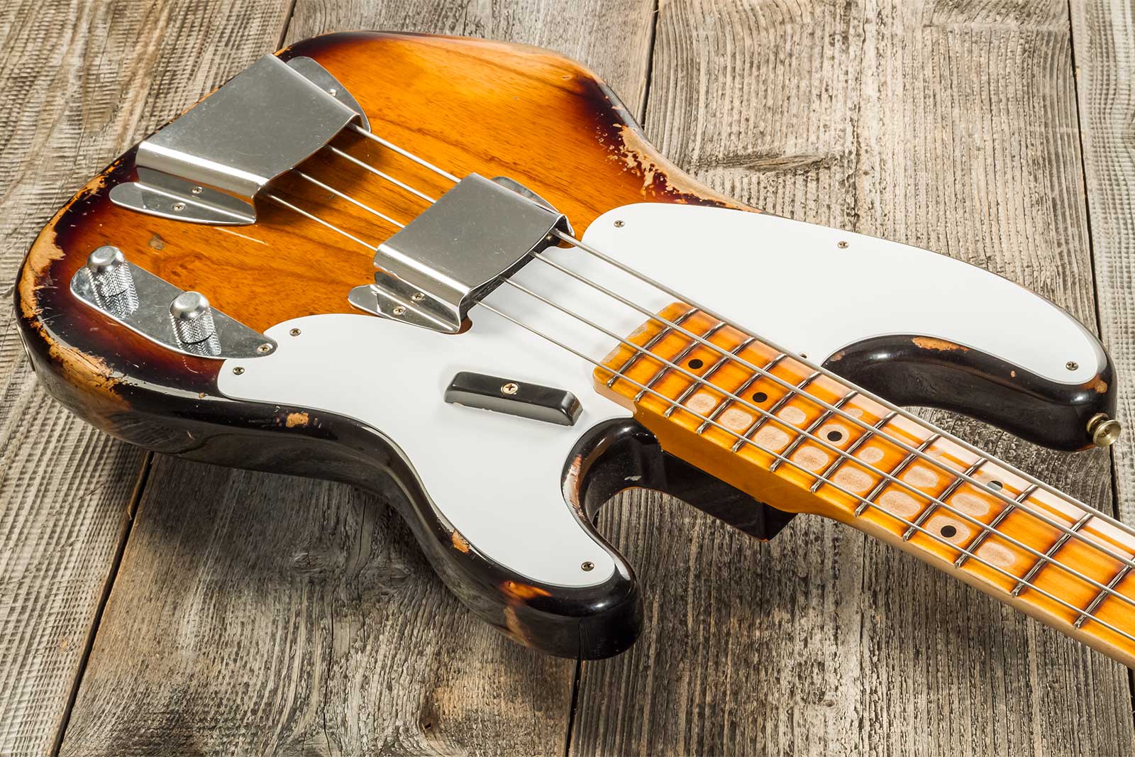 Fender Custom Shop Precision Bass 1955 Mn #r133839 - Heavy Relic 2-color Sunburst - Basse Électrique Solid Body - Variation 2