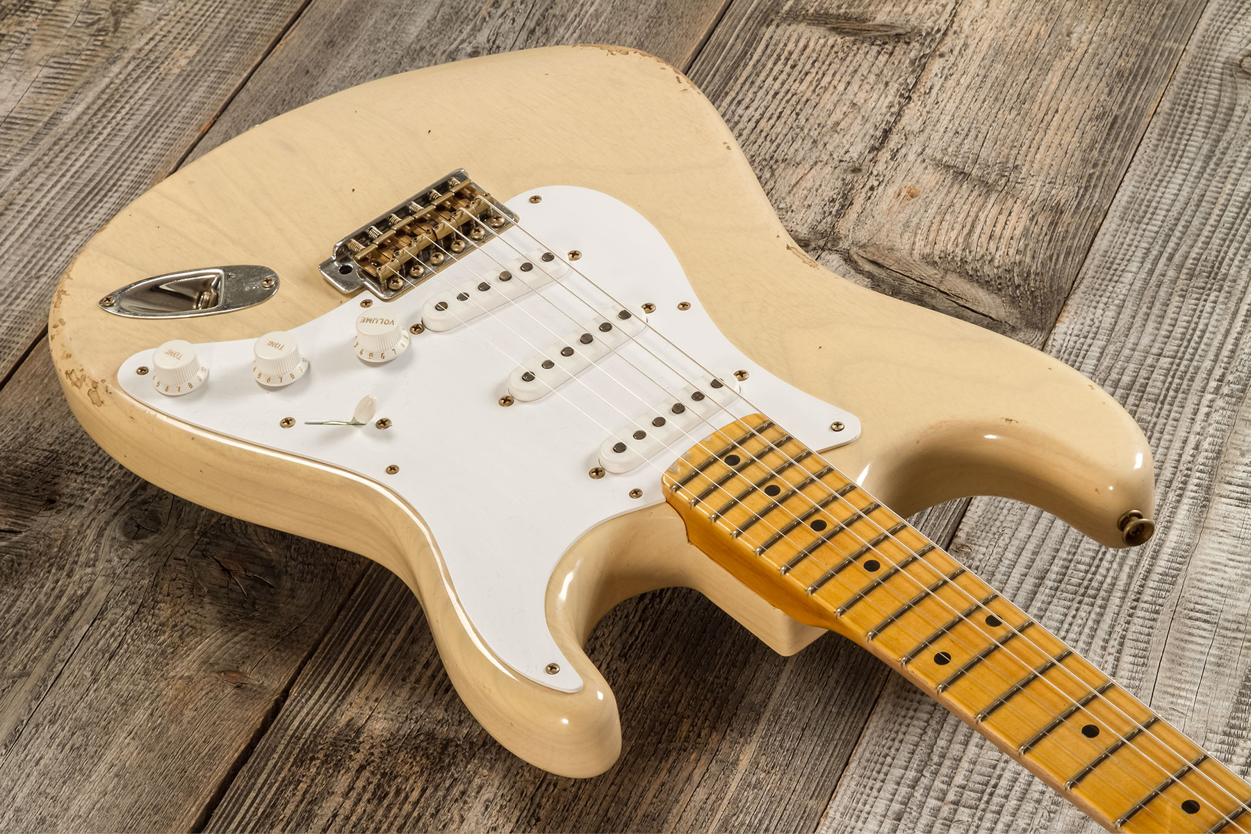 Fender Custom Shop Strat 1954 70th Anniv. 3s Trem Mn #xn5052 - Relic Vintage Blonde - Guitare Électrique Forme Str - Variation 2