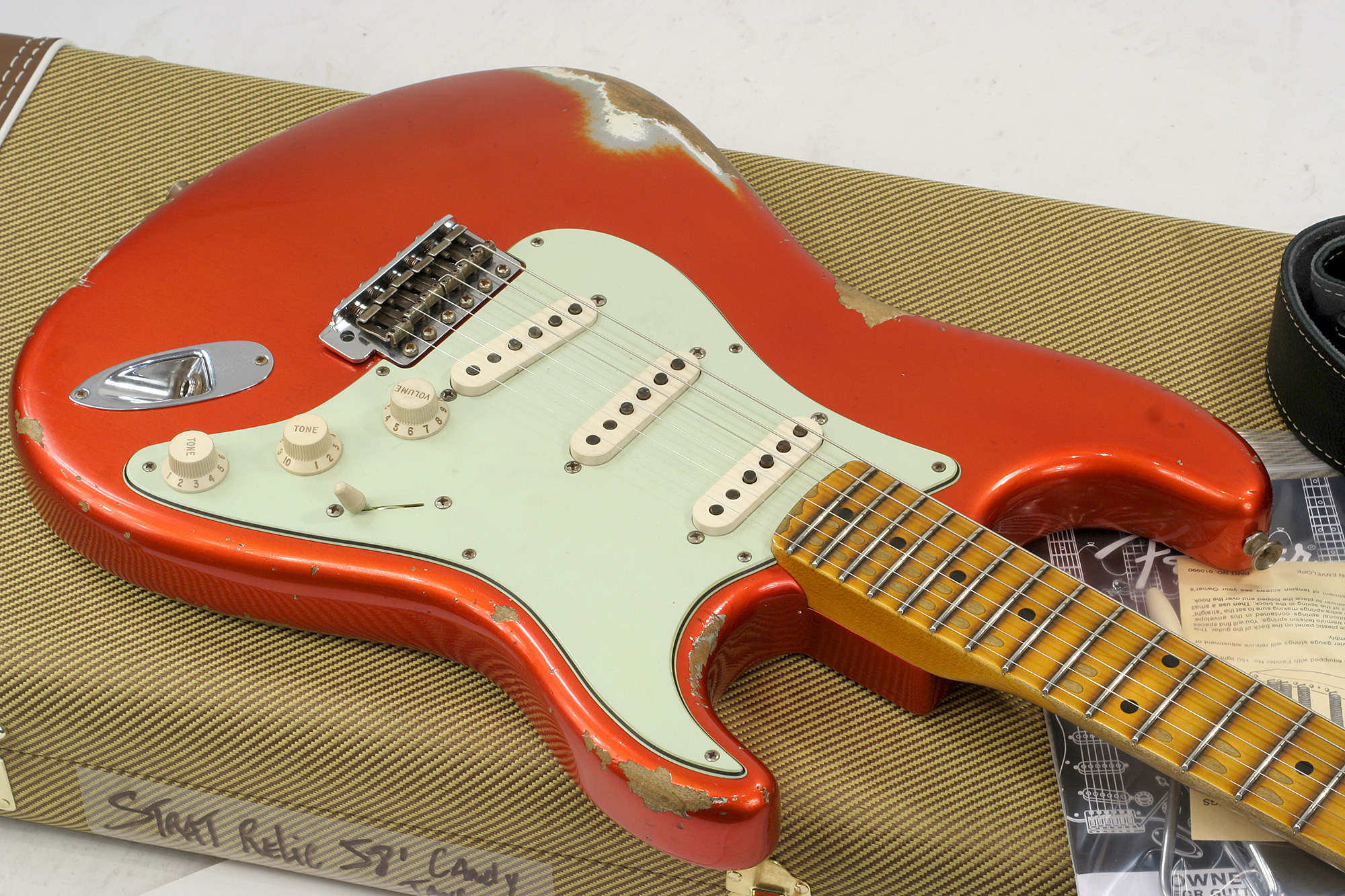 Fender Custom Shop Strat 1958 Mn R84229 - Heavy Relic, Candy Tangerine - Guitare Électrique Forme Str - Variation 2