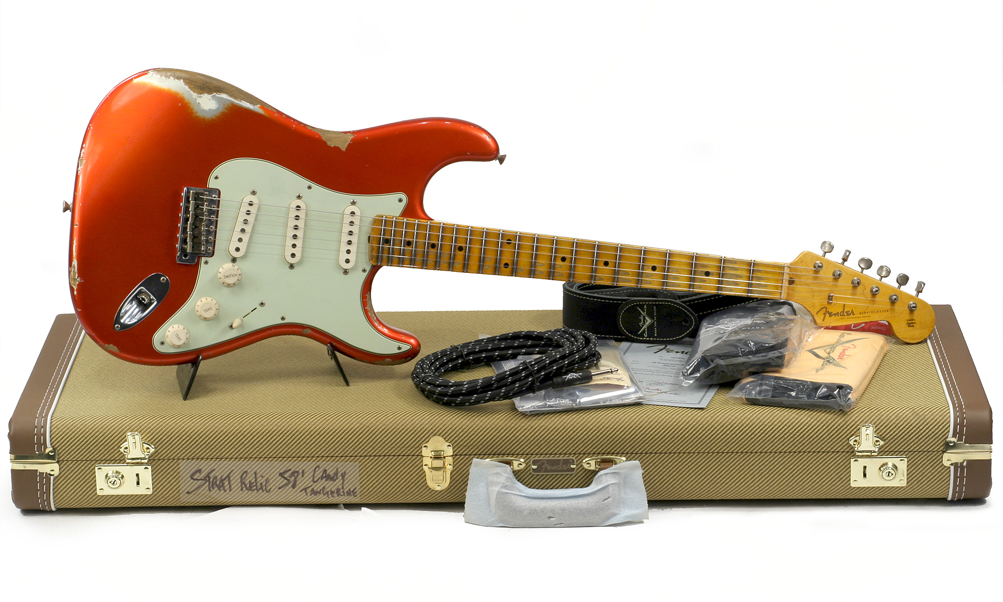 Fender Custom Shop Strat 1958 Mn R84229 - Heavy Relic, Candy Tangerine - Guitare Électrique Forme Str - Main picture