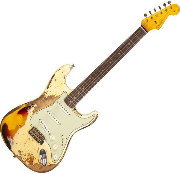 Fender Custom Shop 1959 Stratocaster #CZ576436 - super heavy relic vintage  white o. 3-color sunburs Str shape electric guitar