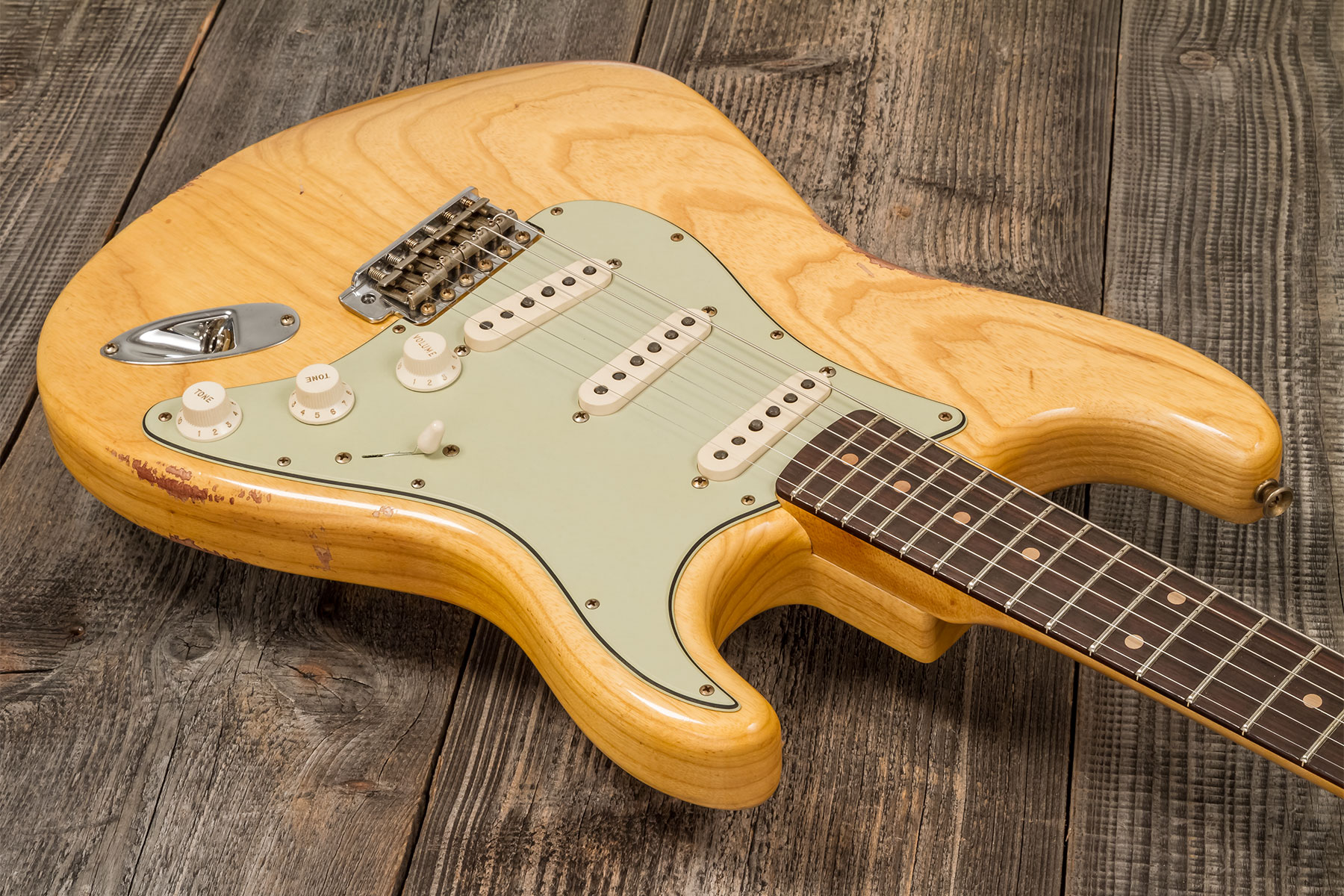 Fender Custom Shop Strat 1959 3s Trem Rw #r133843 - Relic Antique Natural - Guitare Électrique Forme Str - Variation 2