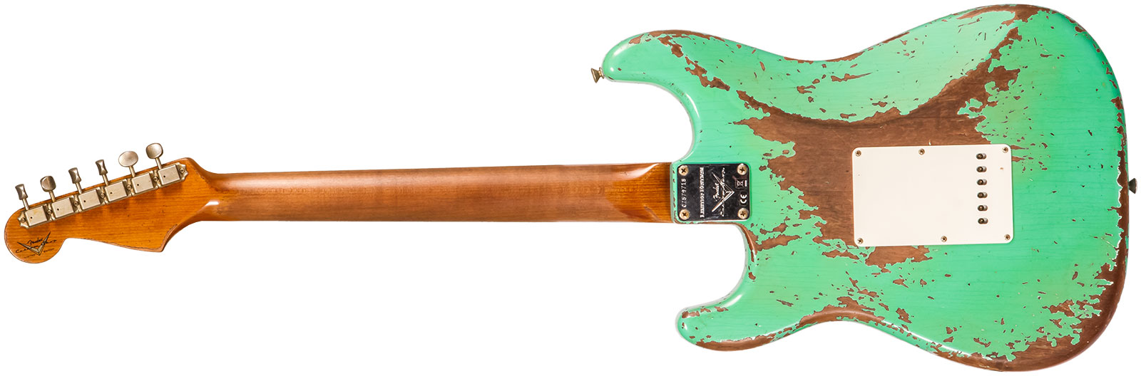 Fender Custom Shop Strat 1960 3s Trem Rw #cz579718 - Super Heavy Relic Sea Foam Green - Guitare Électrique Forme Str - Variation 1