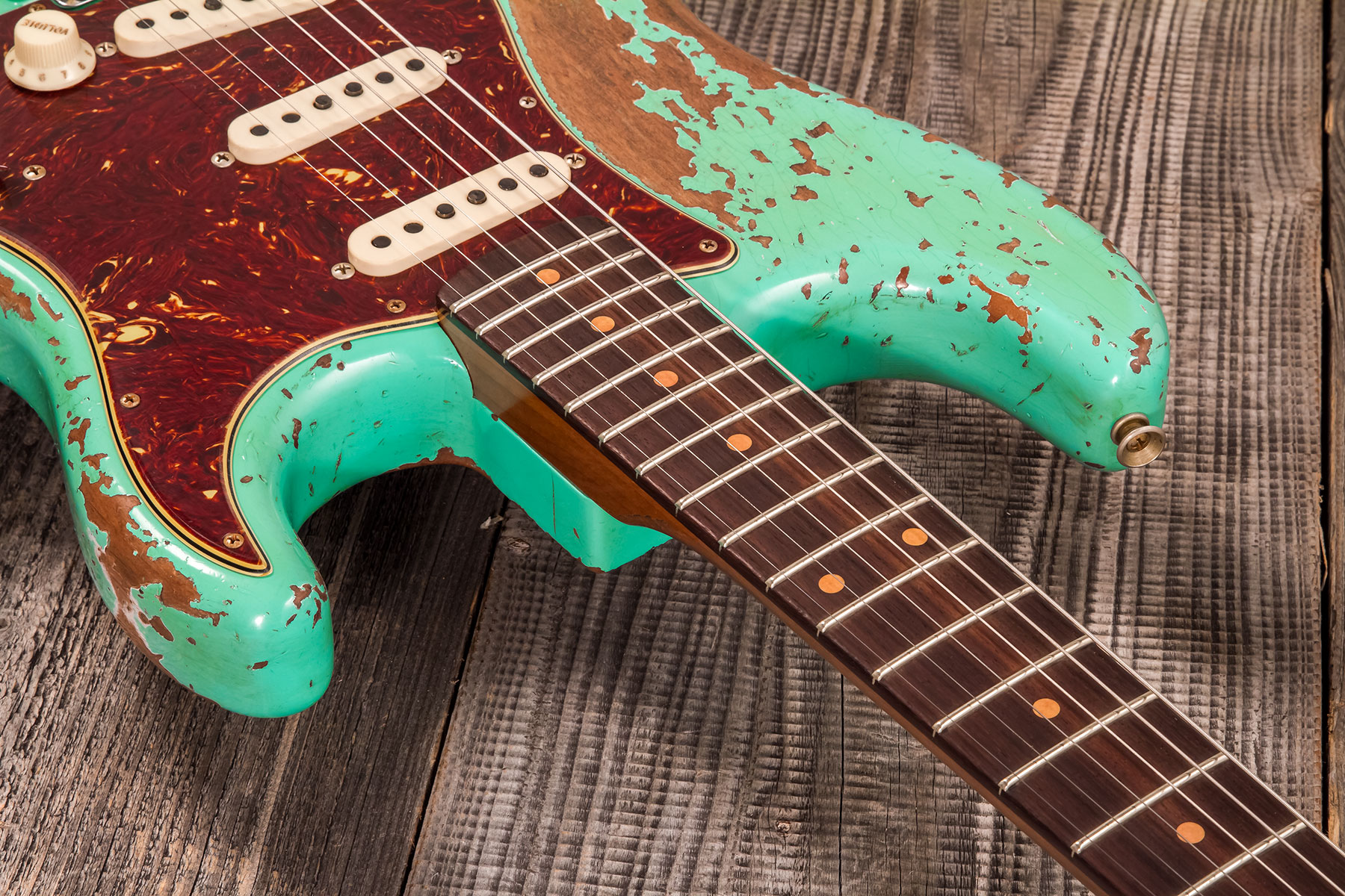 Fender Custom Shop Strat 1960 3s Trem Rw #cz579718 - Super Heavy Relic Sea Foam Green - Guitare Électrique Forme Str - Variation 4