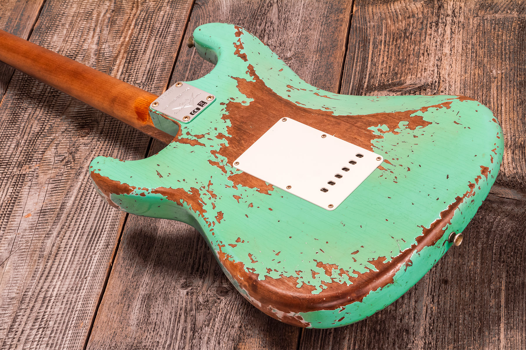 Fender Custom Shop Strat 1960 3s Trem Rw #cz579718 - Super Heavy Relic Sea Foam Green - Guitare Électrique Forme Str - Variation 5