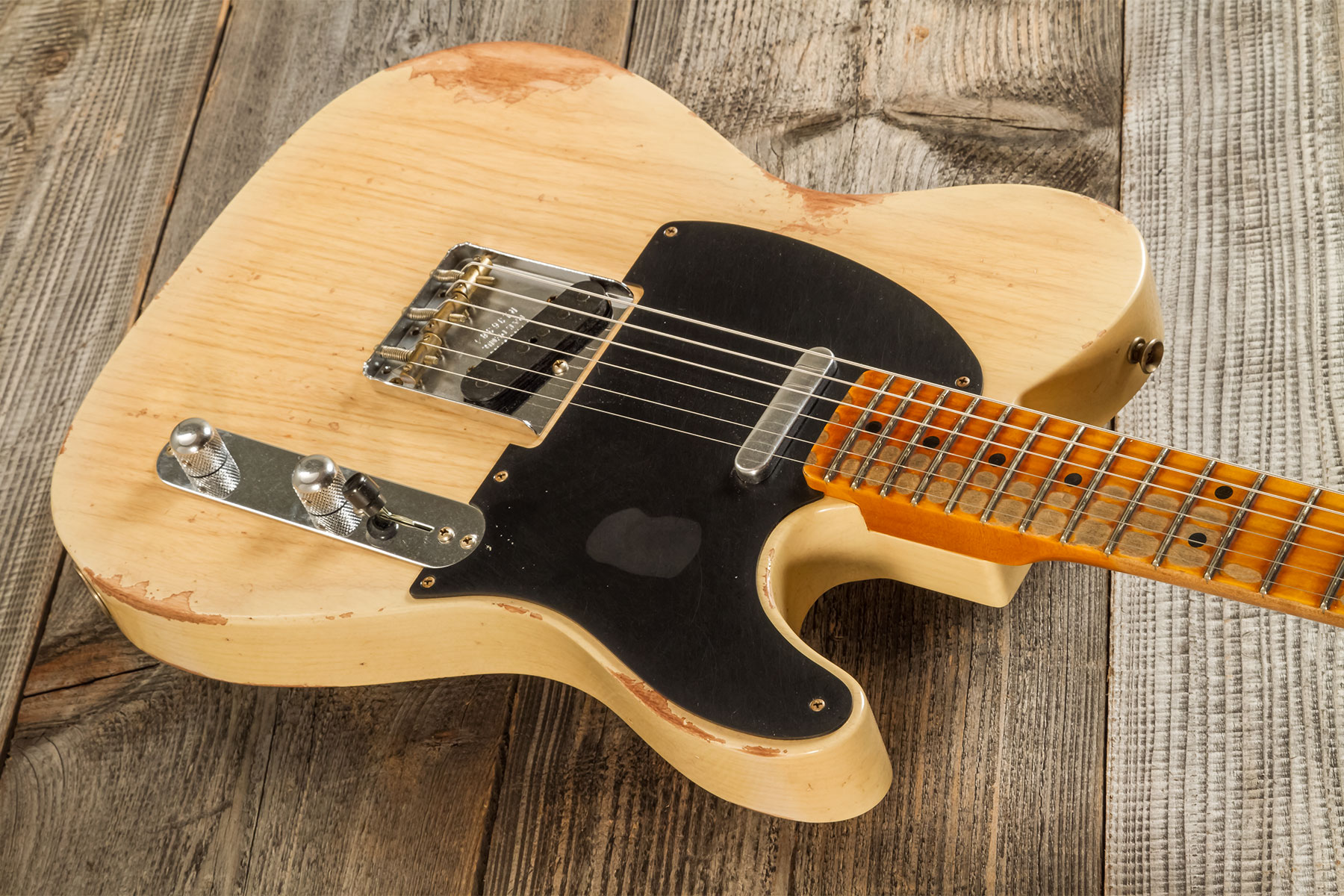 Fender Custom Shop Tele 1952 2s Ht Mn #r136384 - Heavy Relic Natural Blonde - Guitare Électrique Forme Tel - Variation 2