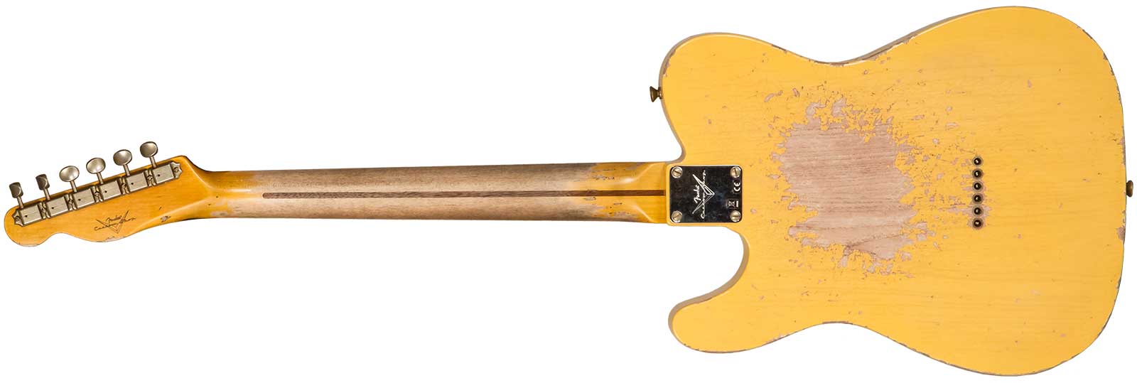 Fender Custom Shop Tele 1952 2s Ht Mn #r136636 - Super Heavy Relic Aged Nocaster Blonde - Guitare Électrique Forme Tel - Variation 1
