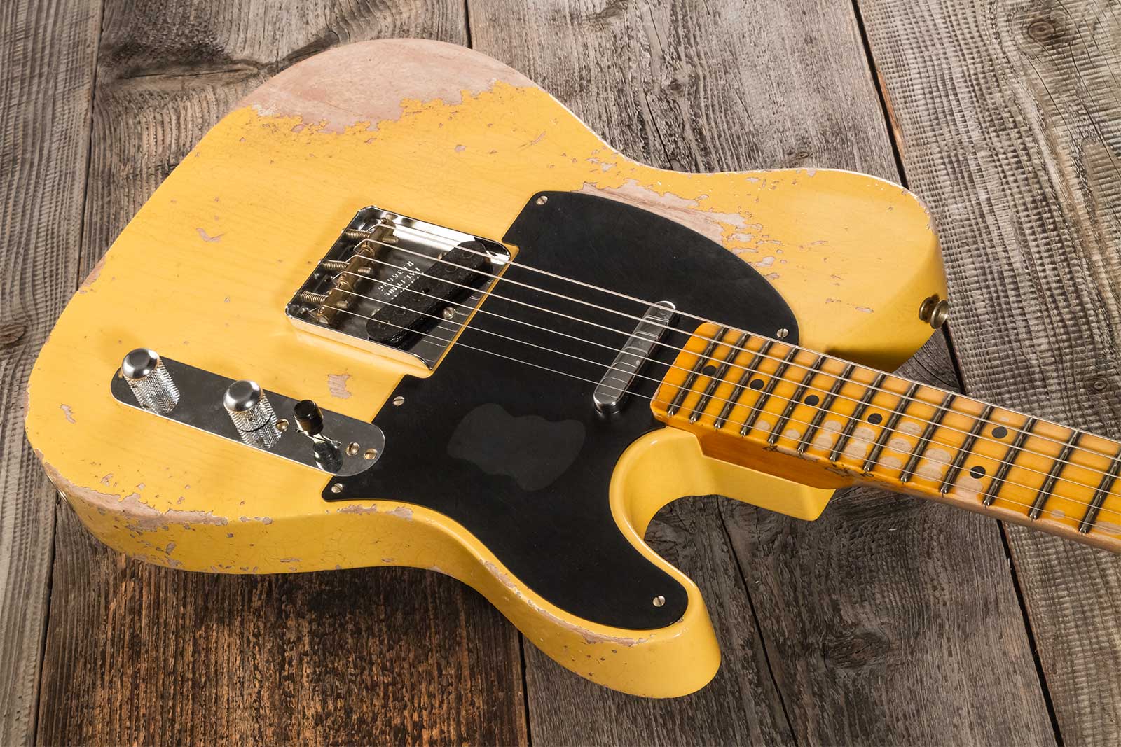 Fender Custom Shop Tele 1952 2s Ht Mn #r136636 - Super Heavy Relic Aged Nocaster Blonde - Guitare Électrique Forme Tel - Variation 2