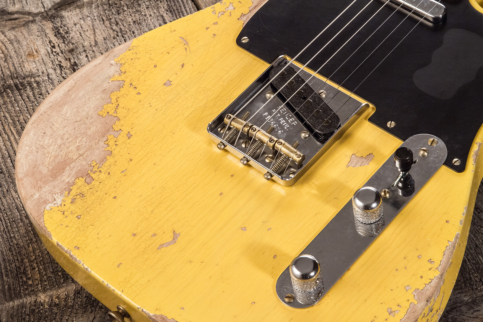 Fender Custom Shop Tele 1952 2s Ht Mn #r136636 - Super Heavy Relic Aged Nocaster Blonde - Guitare Électrique Forme Tel - Variation 3
