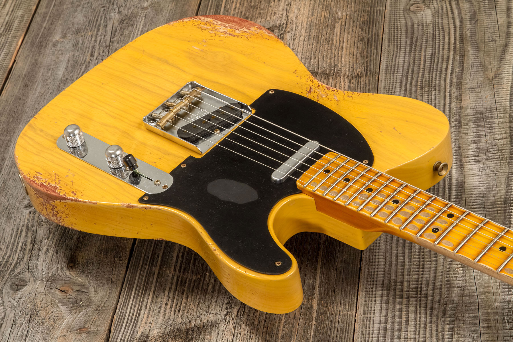 Fender Custom Shop Tele 1952 2s Ht Mn #r138660 - Heavy Relic Butterscotch Blonde - Guitare Électrique Forme Tel - Variation 2