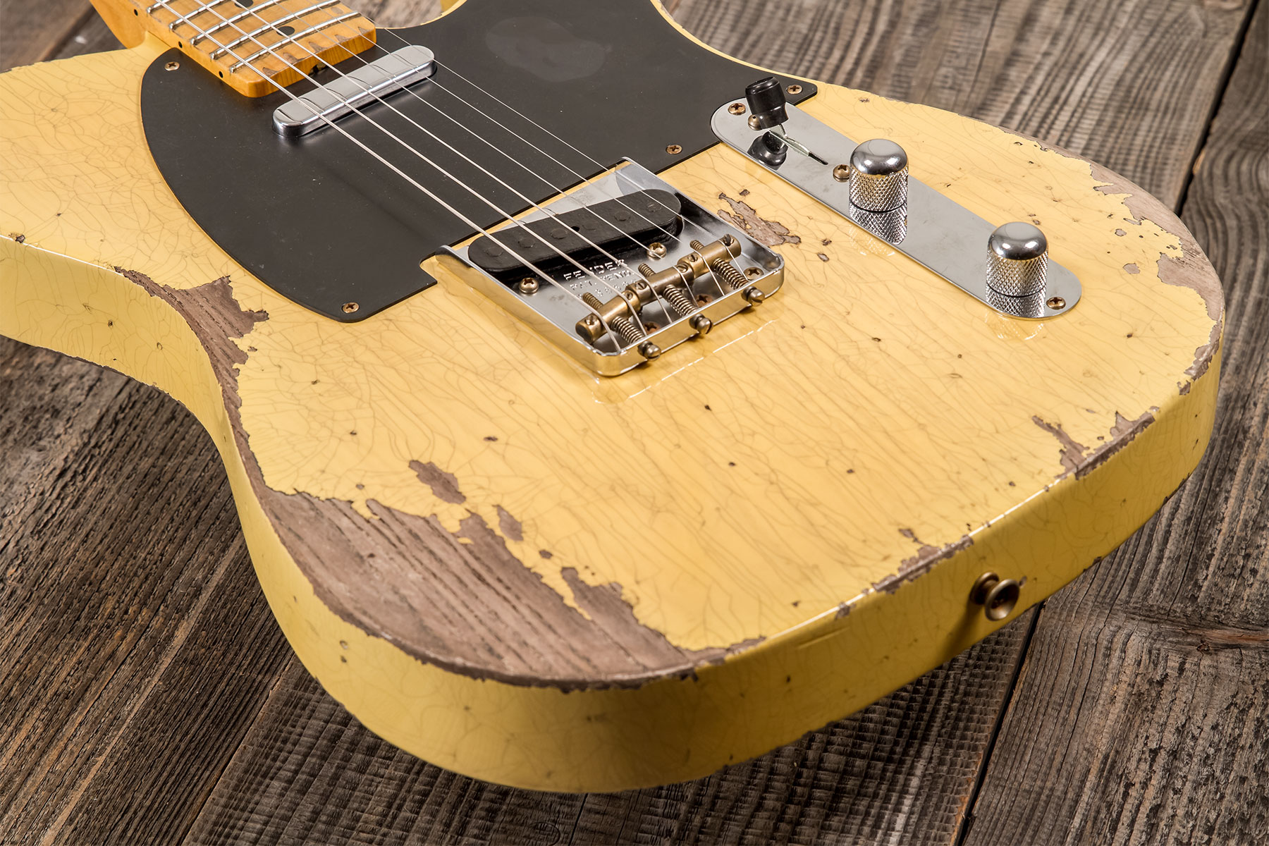 Fender Custom Shop Tele 1953 2s Ht #r136595 - Heavy Relic Nocaster Blonde - Guitare Électrique Forme Str - Variation 3