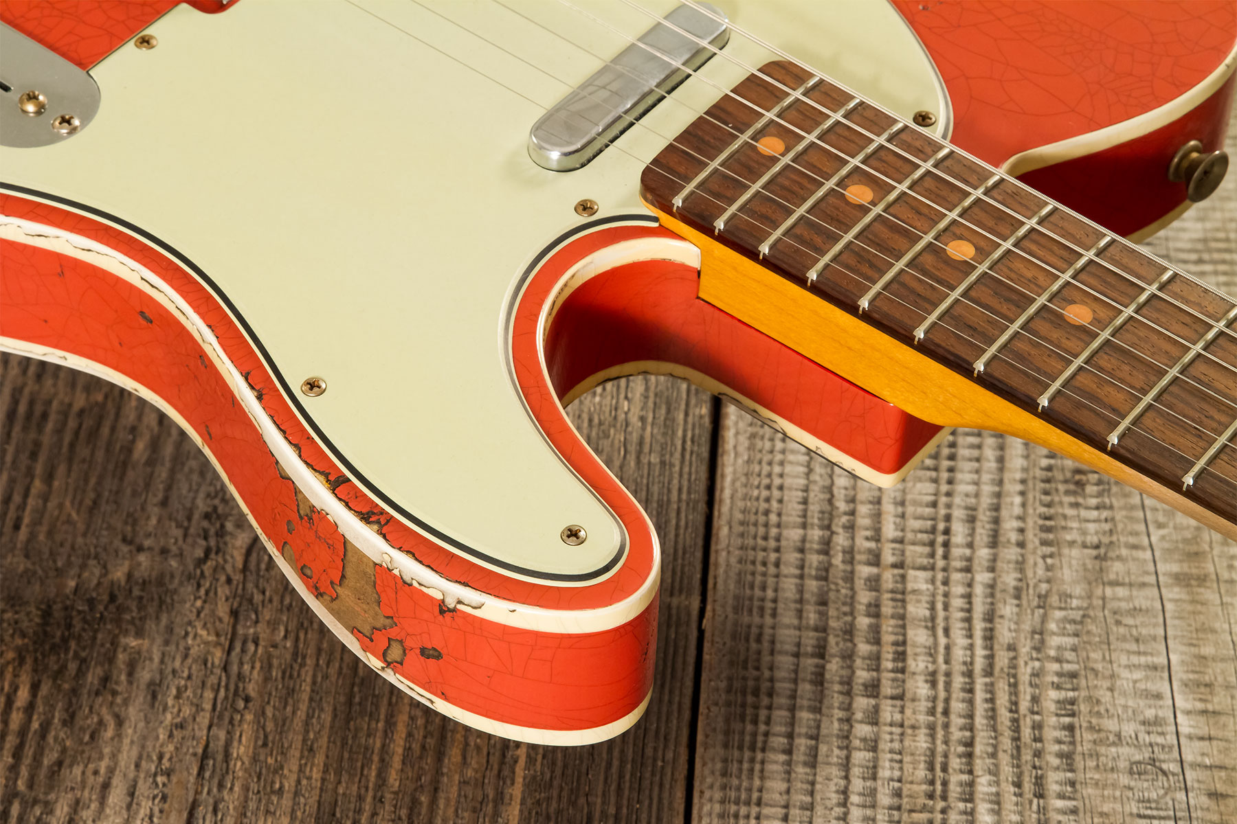 Fender Custom Shop Tele Custom 1960 2s Ht Rw - Heavy Relic Tahitian Coral O. 3-color Sunburst - Guitare Électrique Forme Tel - Variation 5