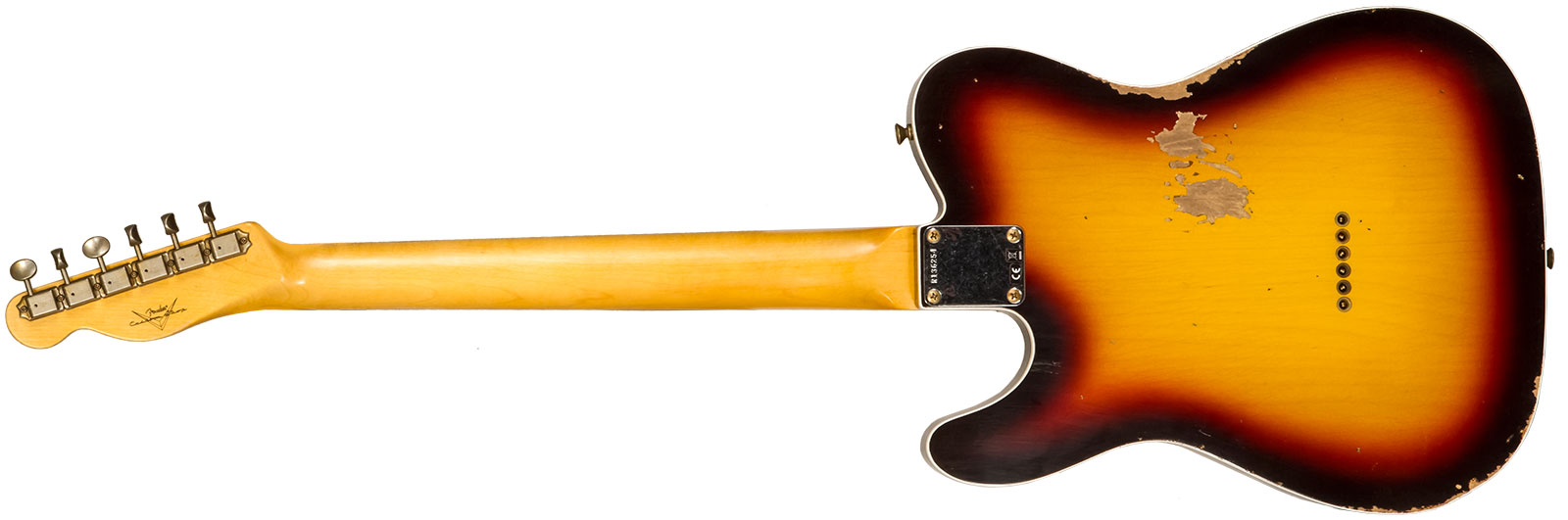 Fender Custom Shop Tele Custom 1960 2s Ht Rw #r136254 - Relic Chocolate 3-color Sunburst - Guitare Électrique Forme Tel - Variation 1