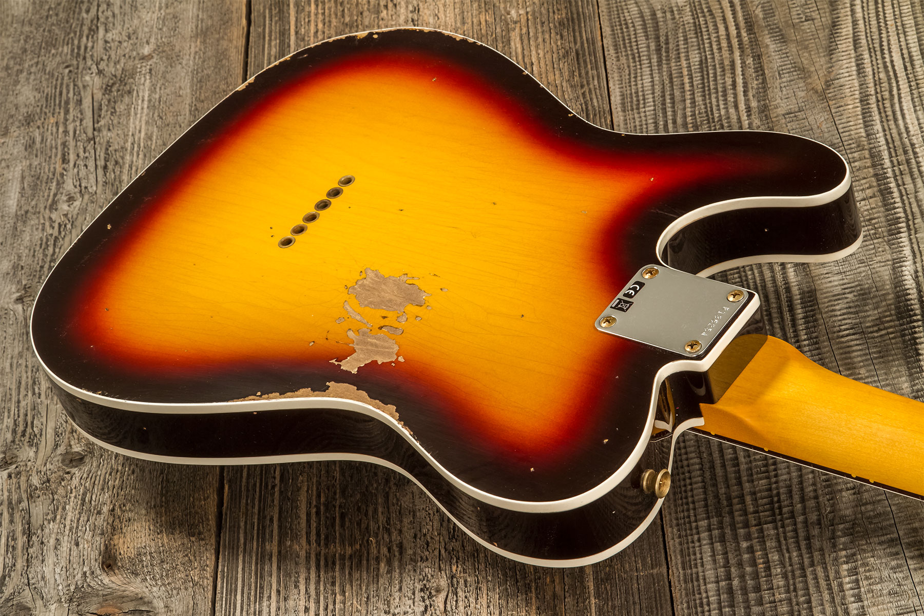 Fender Custom Shop Tele Custom 1960 2s Ht Rw #r136254 - Relic Chocolate 3-color Sunburst - Guitare Électrique Forme Tel - Variation 5